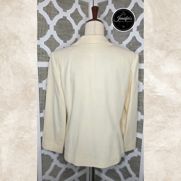 Adolfo International Cream Vintage One Button Closure Wool Blazer Unknown Size - Picture 8 of 13